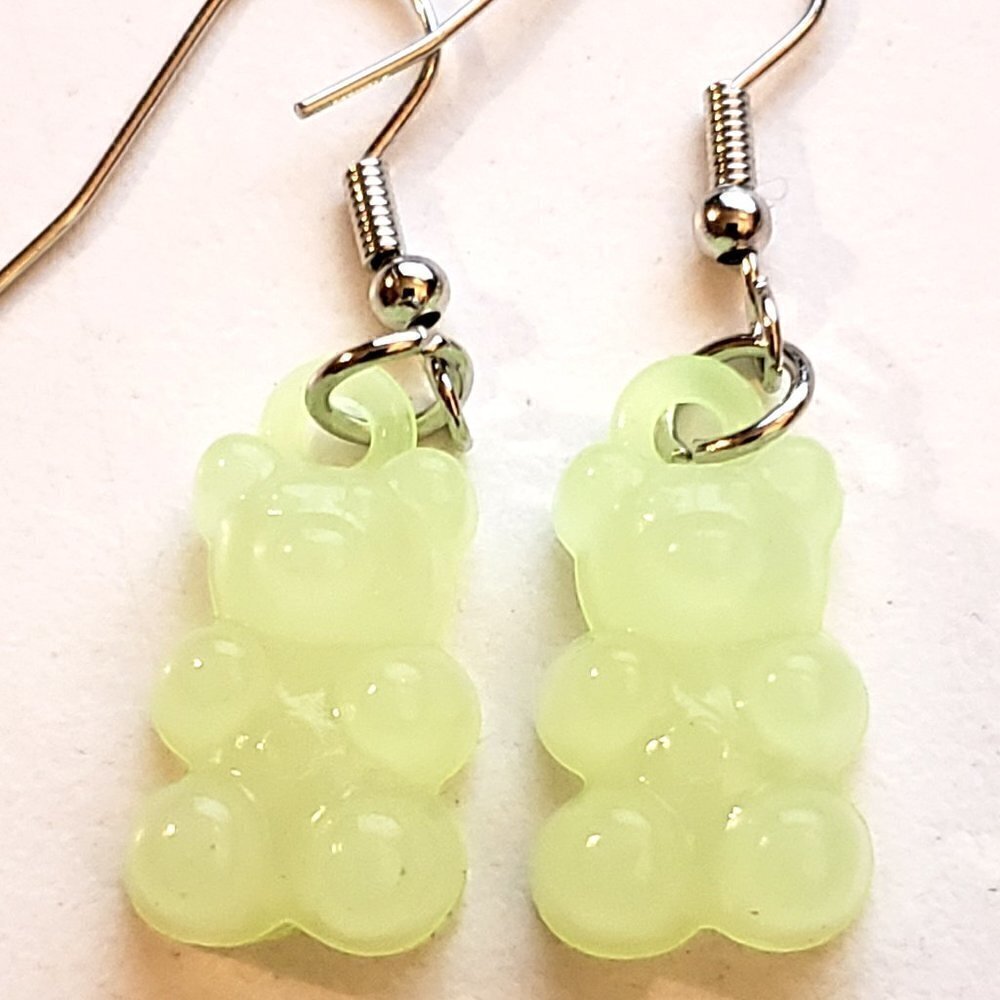 Green Pastel Gummy Bear Earrings